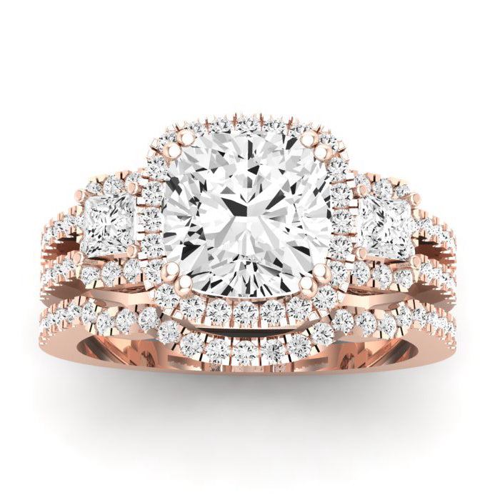 Erica Diamond Matching Band Only (does Not Include Engagement Ring) For Ring With Cushion Center rosegold
