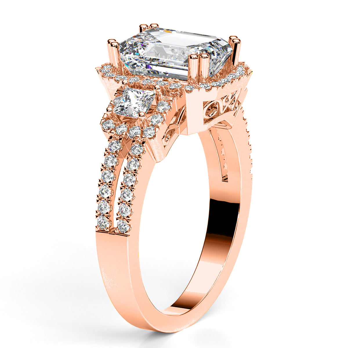 Erica Emerald Diamond Engagement Ring (Lab Grown Igi Cert) rosegold