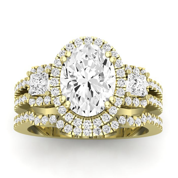 Erica Diamond Matching Band Only (does Not Include Engagement Ring) For Ring With Oval Center yellowgold