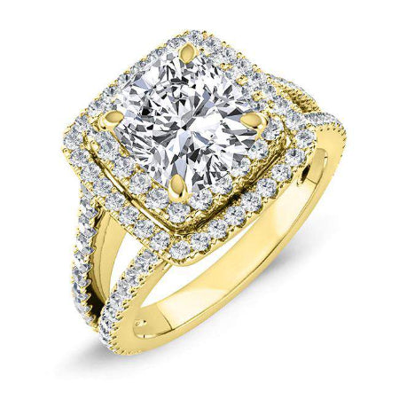 Flora Cushion Moissanite Engagement Ring yellowgold