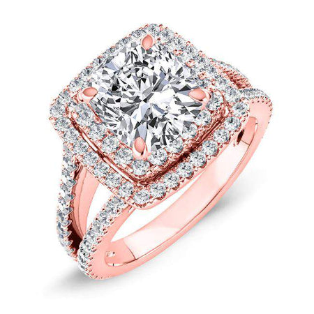 Flora Cushion Moissanite Engagement Ring rosegold