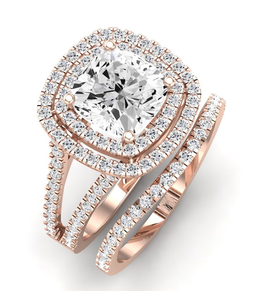 Flora Moissanite Matching Band Only (engagement Ring Not Included) For Ring With Cushion Center rosegold