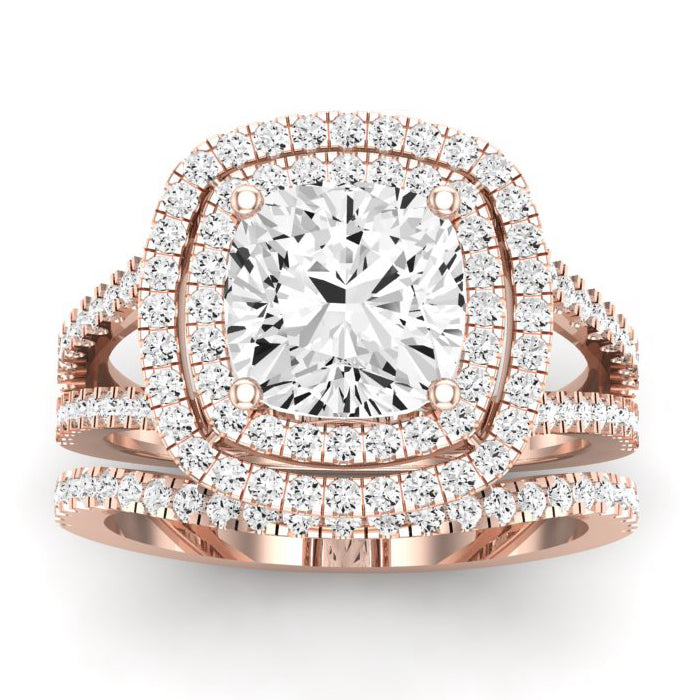 Flora Moissanite Matching Band Only (engagement Ring Not Included) For Ring With Cushion Center rosegold