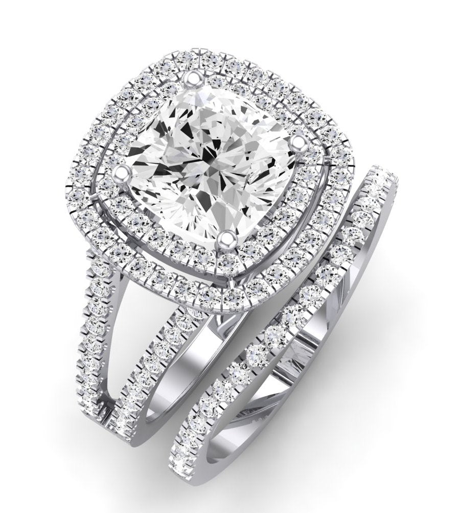 Flora Moissanite Matching Band Only (engagement Ring Not Included) For Ring With Cushion Center whitegold