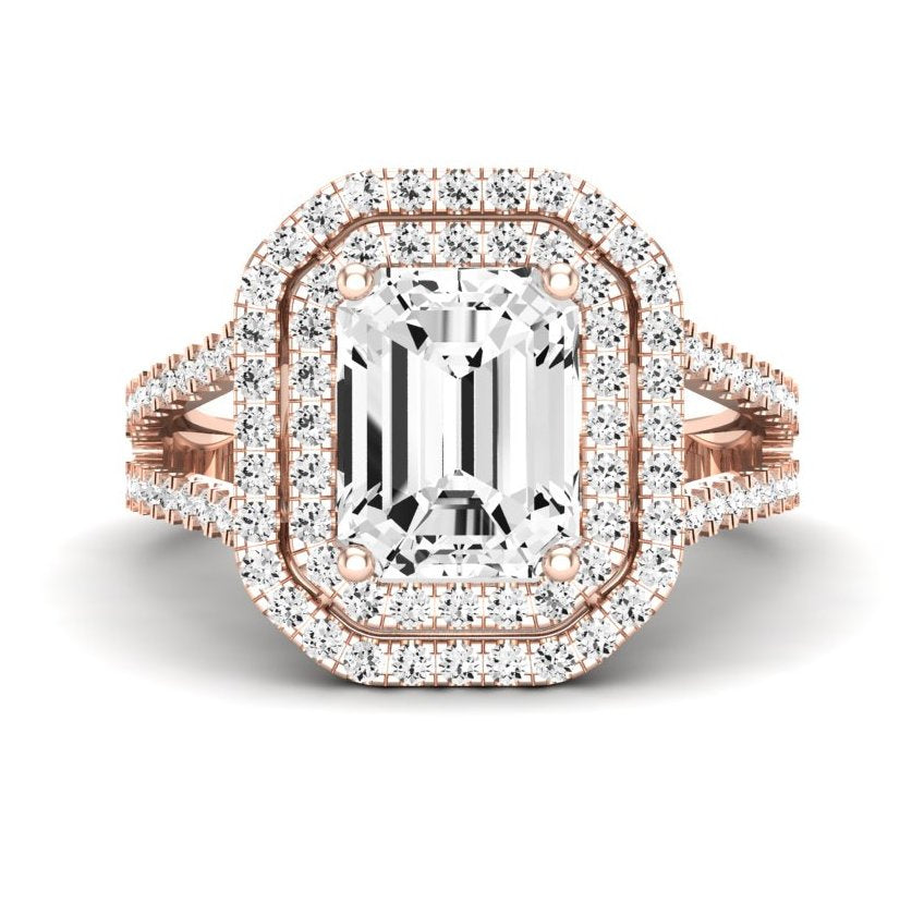 Flora Emerald Moissanite Engagement Ring rosegold