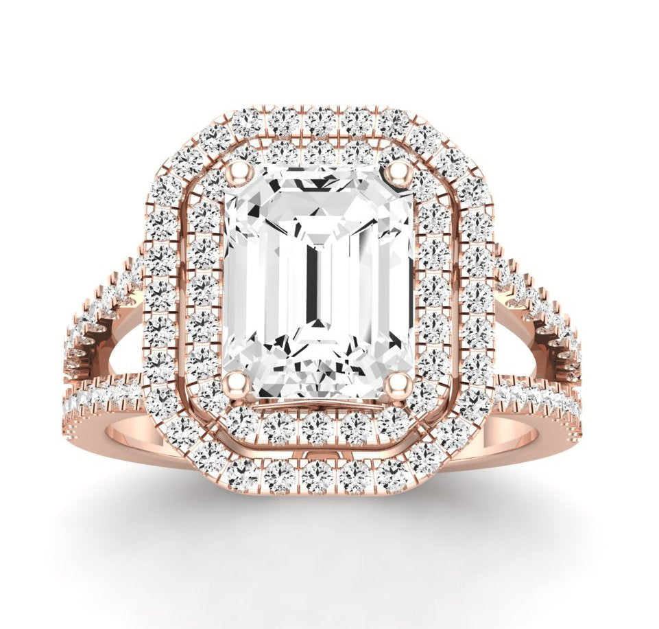 Flora Emerald Moissanite Engagement Ring rosegold