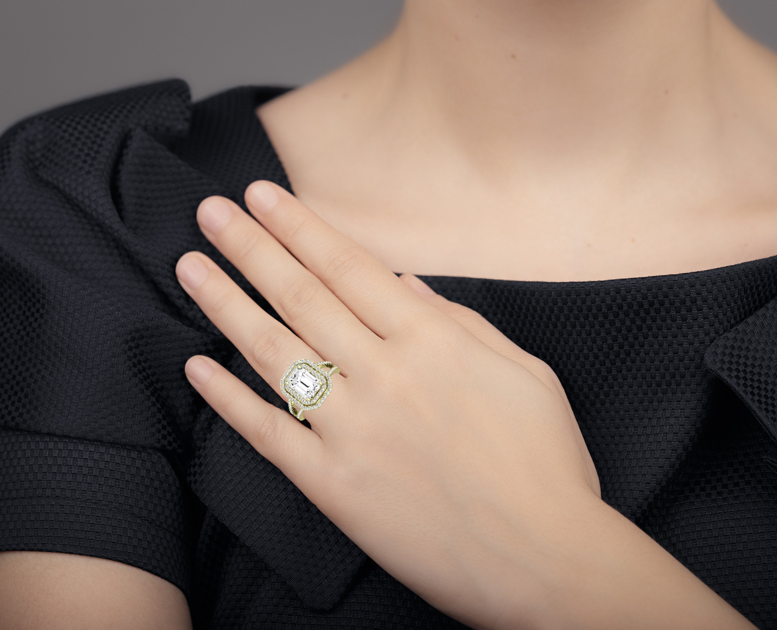 Flora Emerald Diamond Engagement Ring (Lab Grown Igi Cert) yellowgold