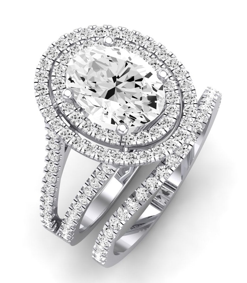 Flora Moissanite Matching Band Only (engagement Ring Not Included) For Ring With Oval Center whitegold