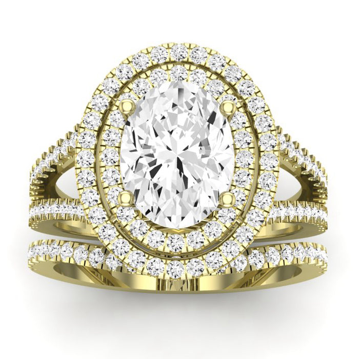Flora Moissanite Matching Band Only (engagement Ring Not Included) For Ring With Oval Center yellowgold