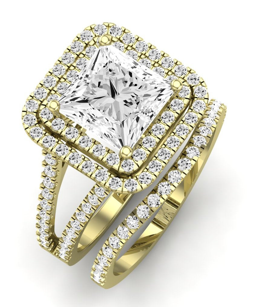Flora Moissanite Matching Band Only (engagement Ring Not Included) For Ring With Princess Center yellowgold
