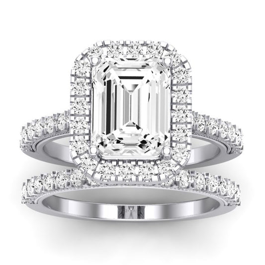 Florizel Diamond Matching Band Only (does Not Include Engagement Ring) For Ring With Emerald Center whitegold