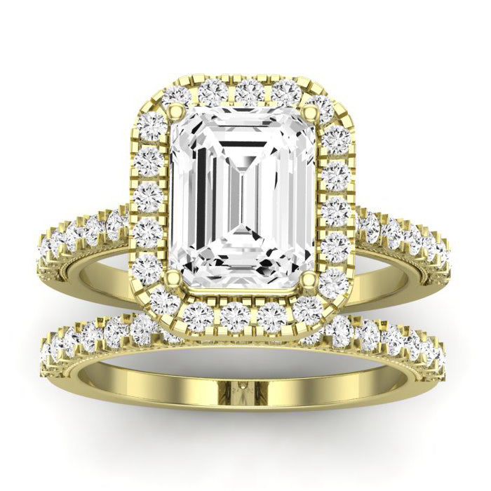 Florizel Diamond Matching Band Only (does Not Include Engagement Ring) For Ring With Emerald Center yellowgold