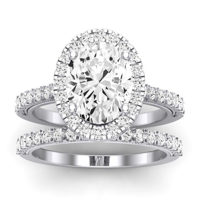 Florizel Moissanite Matching Band Only (does Not Include Engagement Ring) For Ring With Oval Center whitegold