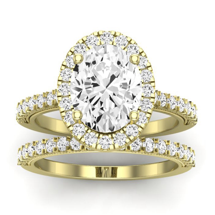 Florizel Diamond Matching Band Only (does Not Include Engagement Ring) For Ring With Oval Center yellowgold