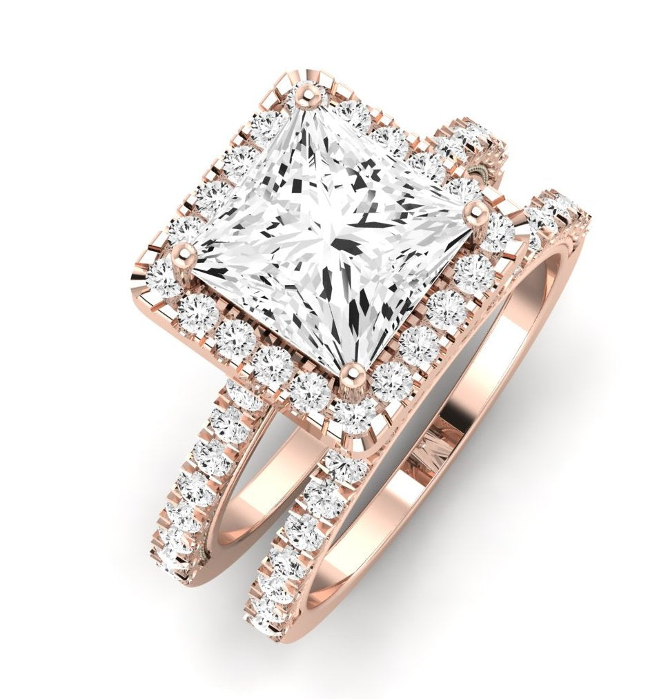 Florizel Moissanite Matching Band Only (does Not Include Engagement Ring) For Ring With Princess Center rosegold