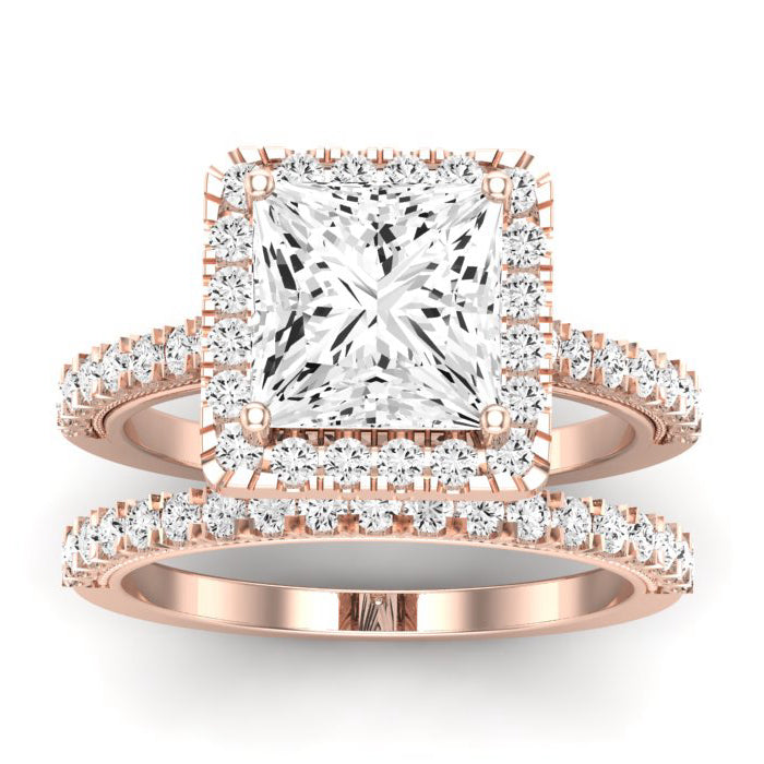 Florizel Moissanite Matching Band Only (does Not Include Engagement Ring) For Ring With Princess Center rosegold