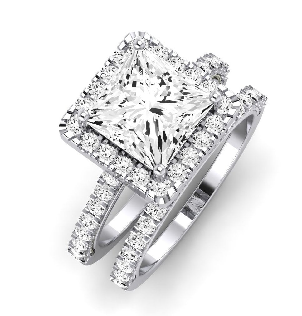 Florizel Moissanite Matching Band Only (does Not Include Engagement Ring) For Ring With Princess Center whitegold