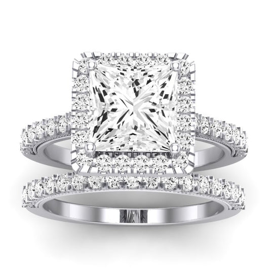Florizel Moissanite Matching Band Only (does Not Include Engagement Ring) For Ring With Princess Center whitegold