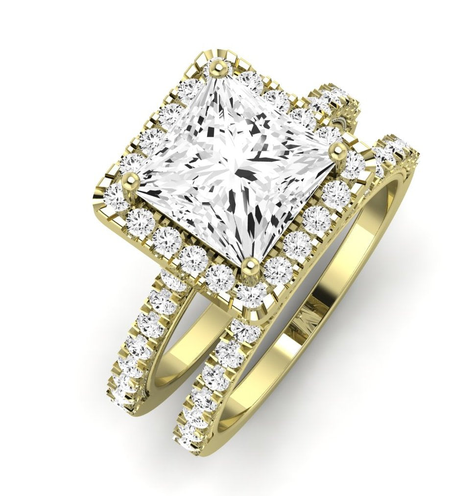 Florizel Moissanite Matching Band Only (does Not Include Engagement Ring) For Ring With Princess Center yellowgold