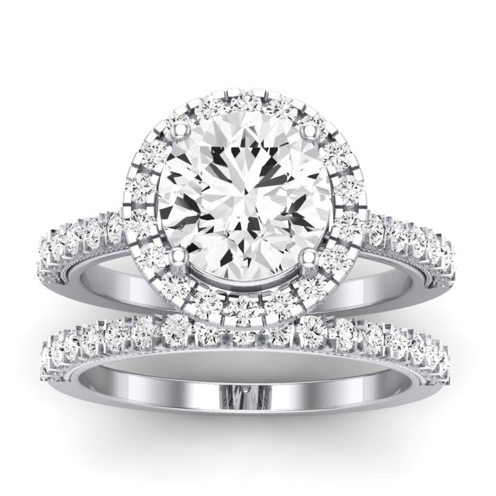 Florizel Diamond Matching Band Only (does Not Include Engagement Ring) For Ring With Round Center whitegold