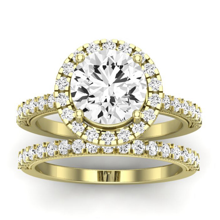 Florizel Diamond Matching Band Only (does Not Include Engagement Ring) For Ring With Round Center yellowgold