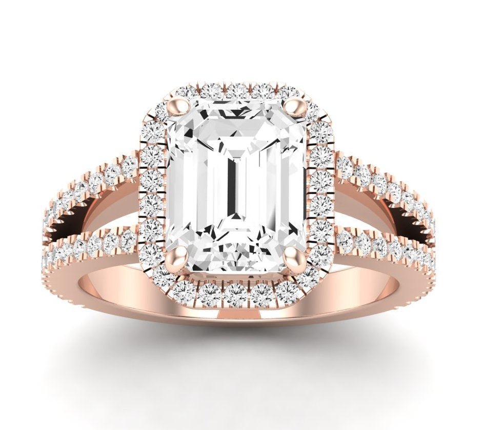 Freesia Emerald Moissanite Engagement Ring rosegold