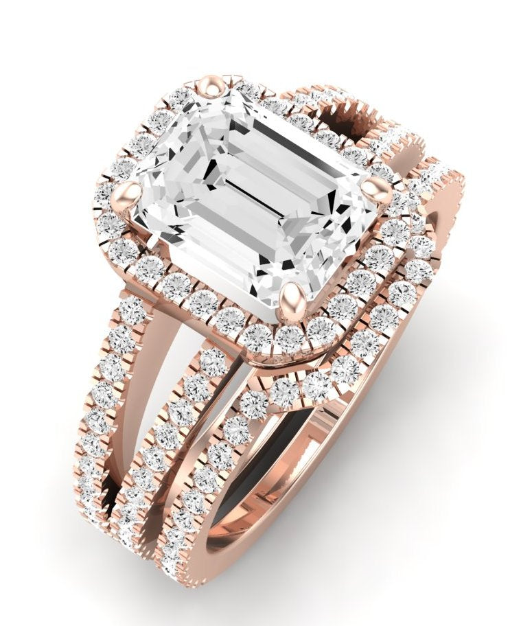 Freesia Emerald Diamond Bridal Set (Lab Grown Igi Cert) rosegold