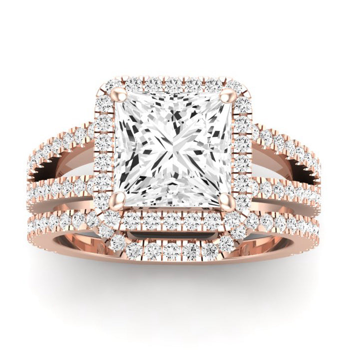 Freesia Moissanite Matching Band Only (does Not Include Engagement Ring) For Ring With Princess Center rosegold
