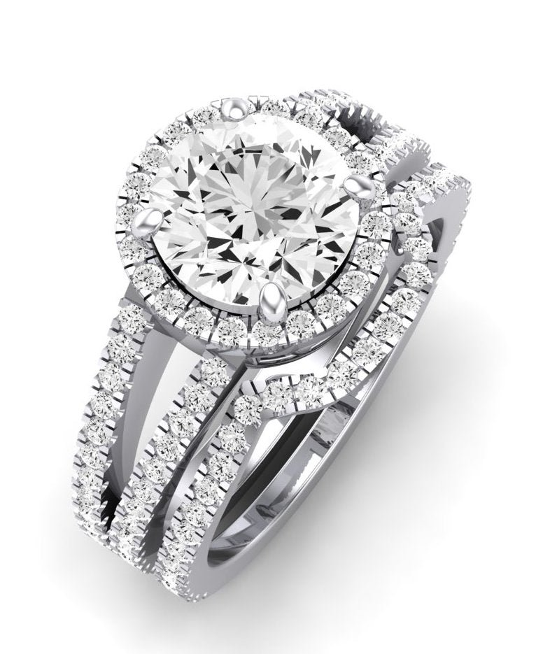 Freesia Diamond Matching Band Only (does Not Include Engagement Ring) For Ring With Round Center whitegold