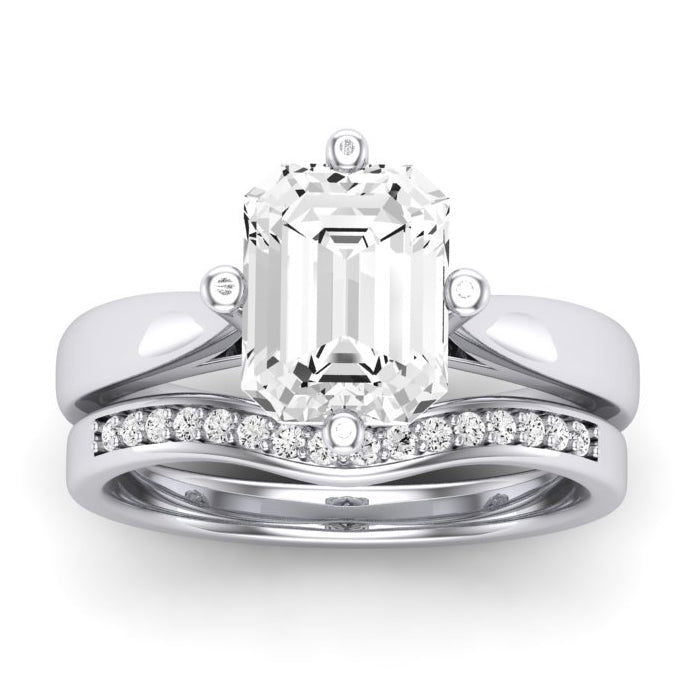 Gardenia Diamond Matching Band Only ( Engagement Ring Not Included)  For Ring With Emerald Center whitegold