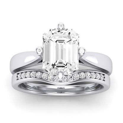 Gardenia Moissanite Matching Band Only ( Engagement Ring Not Included)  For Ring With Emerald Center whitegold