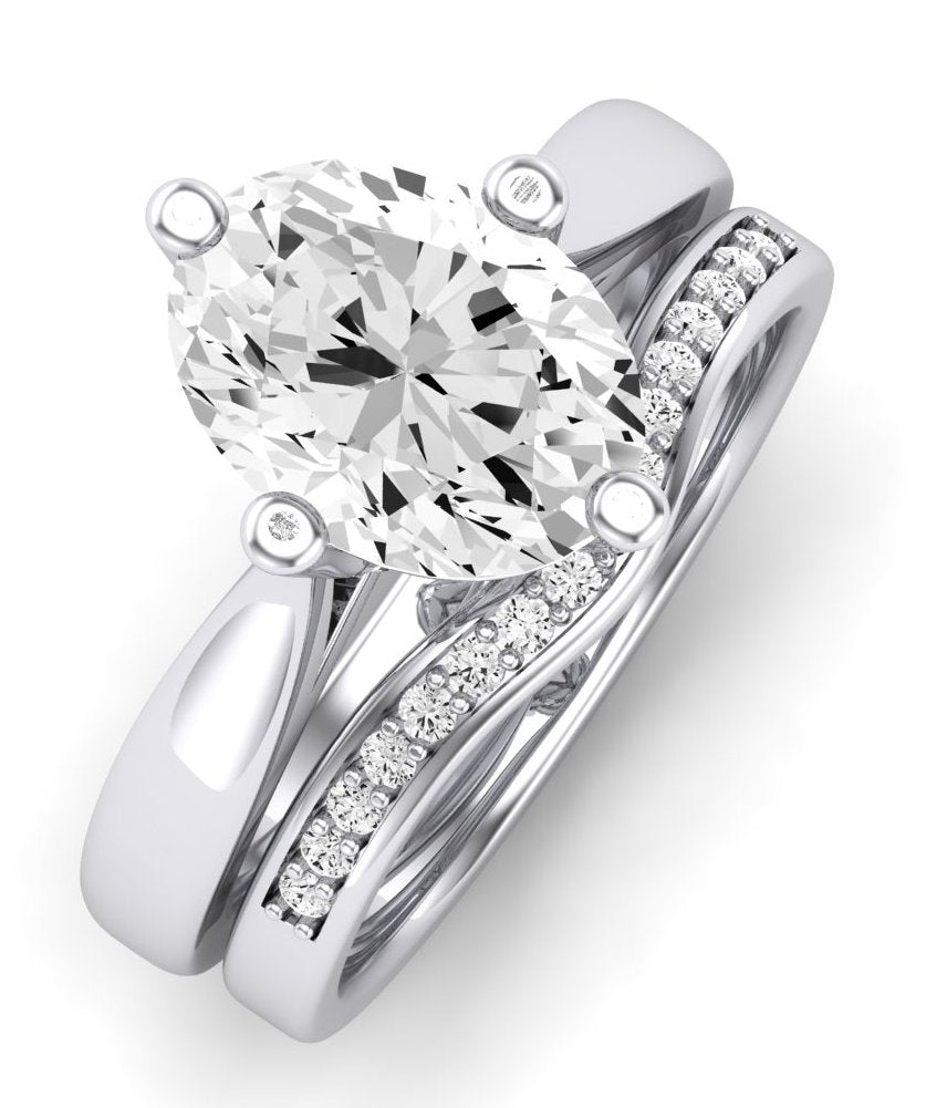 Gardenia Moissanite Matching Band Only ( Engagement Ring Not Included)  For Ring With Oval Center whitegold