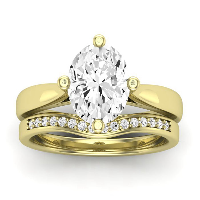 Gardenia Diamond Matching Band Only ( Engagement Ring Not Included)  For Ring With Oval Center yellowgold