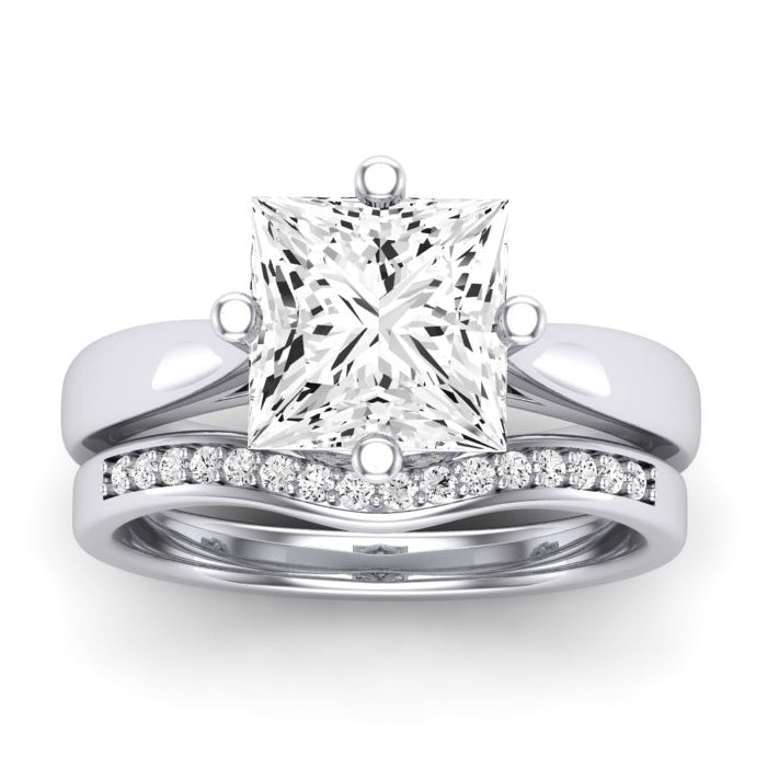 Gardenia Diamond Matching Band Only (does Not Include Engagement Ring) For Ring With Princess Center whitegold