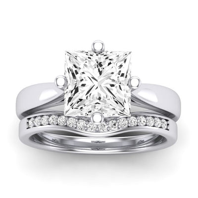 Gardenia Moissanite Matching Band Only (does Not Include Engagement Ring) For Ring With Princess Center whitegold