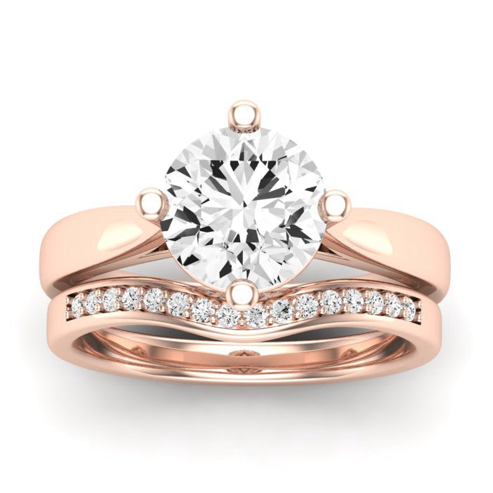 Gardenia Moissanite Matching Band Only (does Not Include Engagement Ring) For Ring With Round Center rosegold
