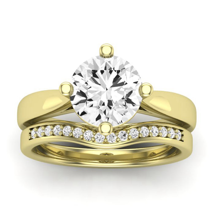 Gardenia Moissanite Matching Band Only (does Not Include Engagement Ring) For Ring With Round Center yellowgold