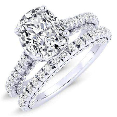 Garland Moissanite Matching Band Only (engagement Ring Not Included) For Ring With Cushion Center whitegold