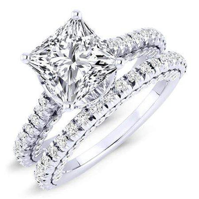 Garland Moissanite Matching Band Only (engagement Ring Not Included) For Ring With Princess Center whitegold