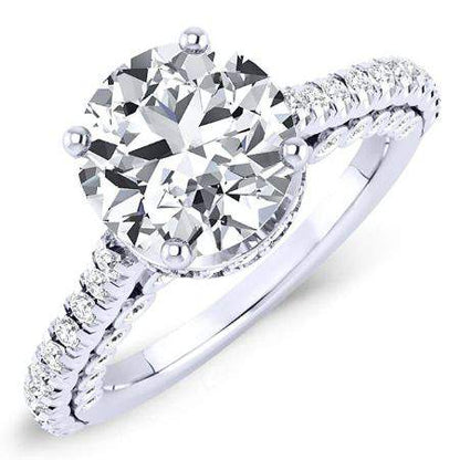 Garland Round Moissanite Engagement Ring whitegold