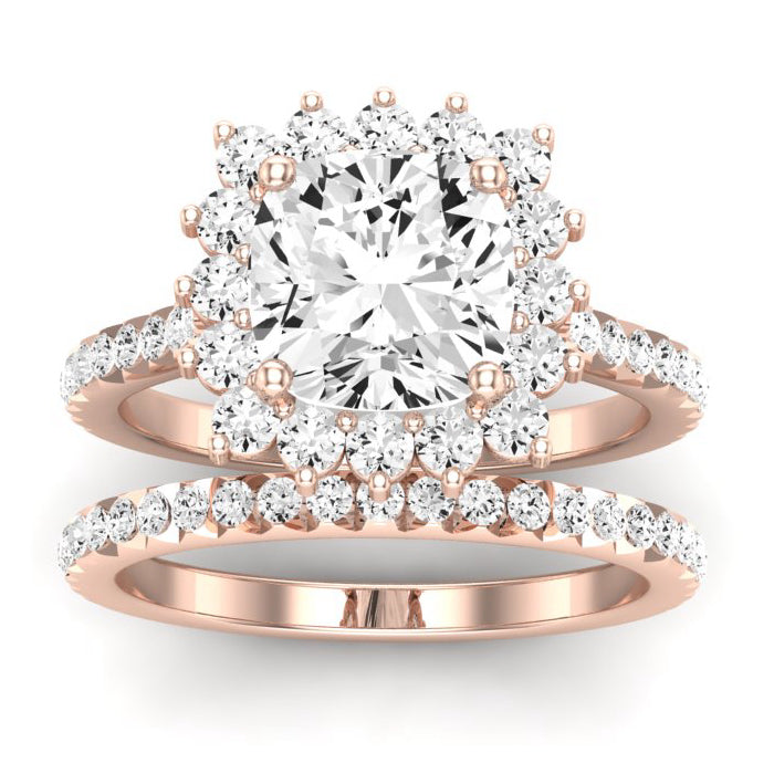 Gazania Moissanite Matching Band Only (does Not Include Engagement Ring) For Ring With Cushion Center rosegold