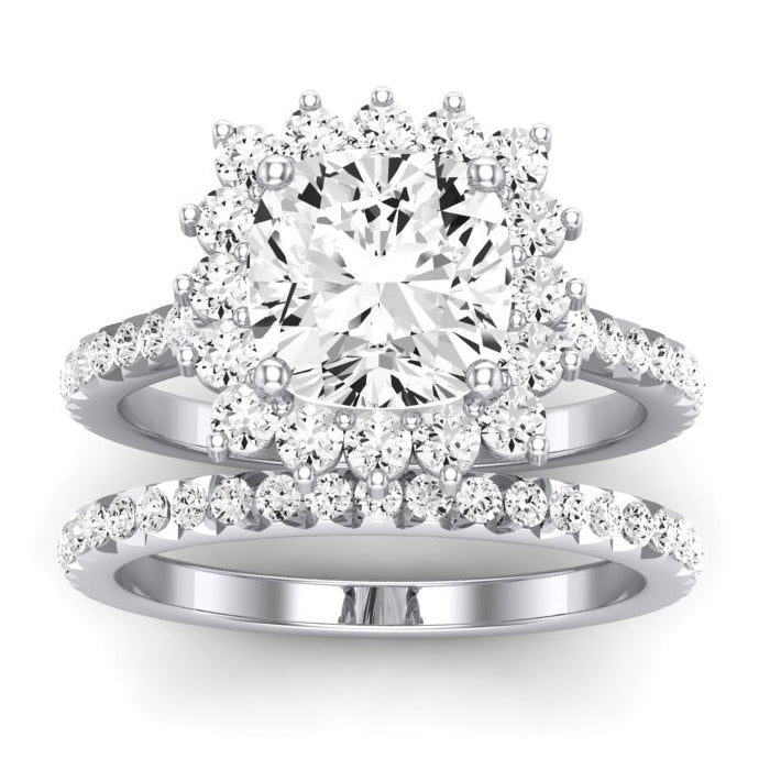 Gazania Moissanite Matching Band Only (does Not Include Engagement Ring) For Ring With Cushion Center whitegold