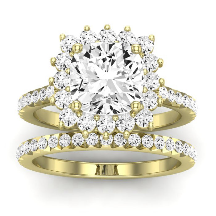 Gazania Diamond Matching Band Only (does Not Include Engagement Ring) For Ring With Cushion Center yellowgold