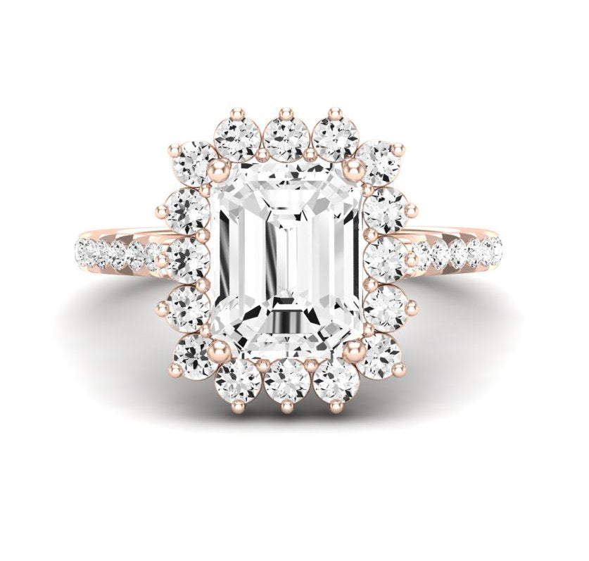 Gazania Emerald Moissanite Engagement Ring rosegold