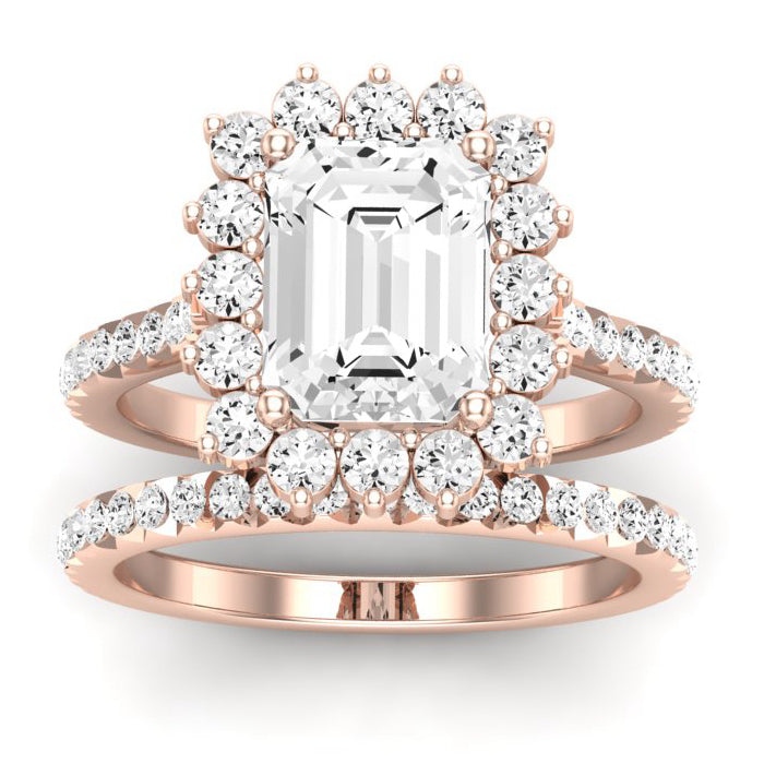 Gazania Moissanite Matching Band Only (does Not Include Engagement Ring) For Ring With Emerald Center rosegold