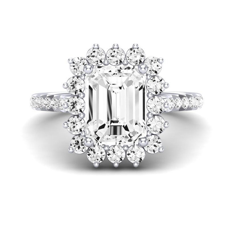 Gazania Emerald Moissanite Engagement Ring whitegold