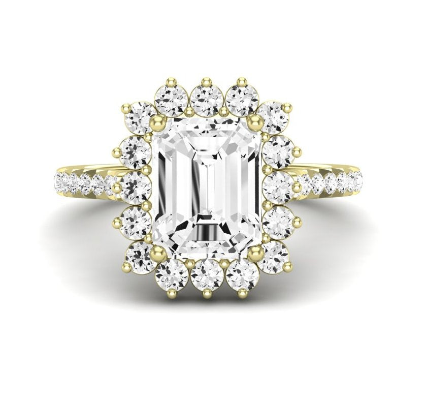 Gazania Emerald Moissanite Engagement Ring yellowgold