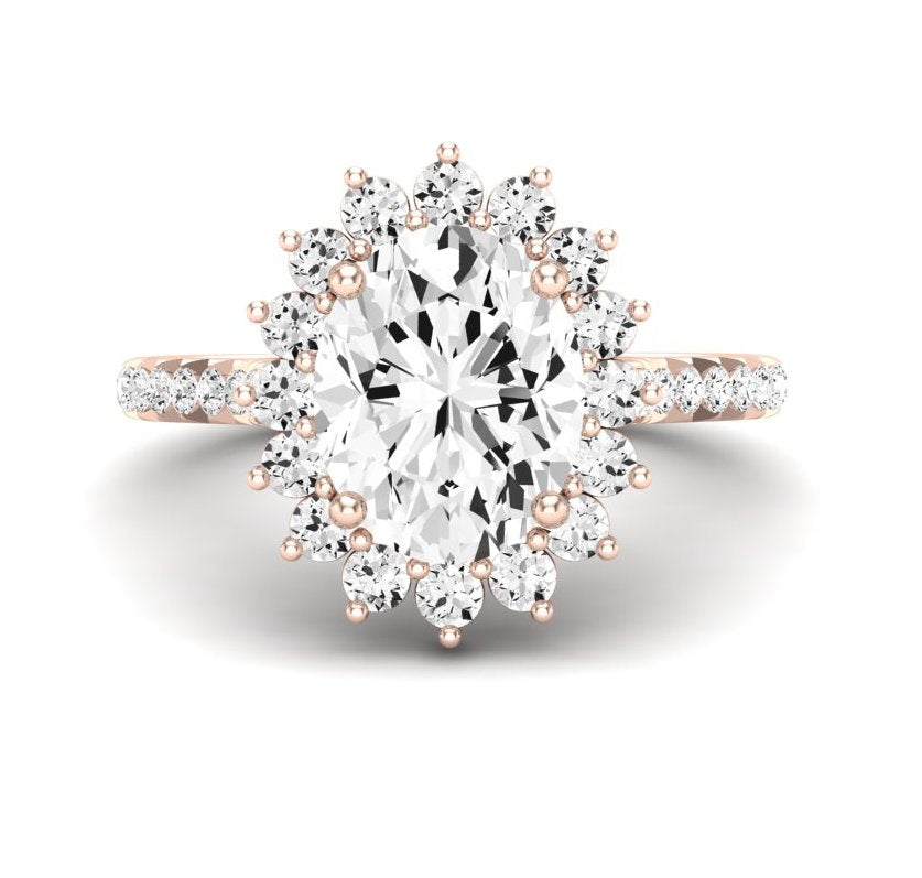 Gazania Oval Moissanite Engagement Ring rosegold