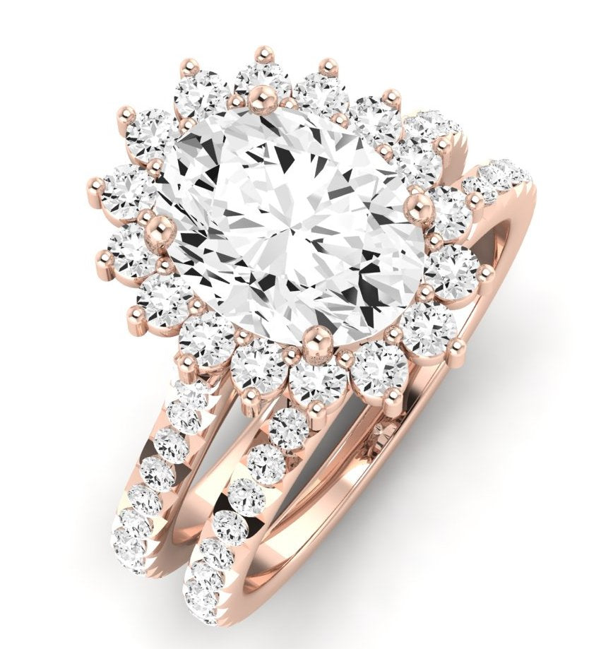 Gazania Moissanite Matching Band Only (does Not Include Engagement Ring) For Ring With Oval Center rosegold
