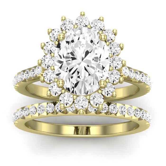 Gazania Moissanite Matching Band Only (does Not Include Engagement Ring) For Ring With Oval Center yellowgold